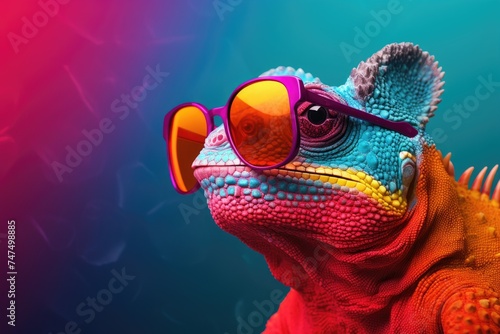 A stylish lizard wearing sunglasses and a cozy sweater. Perfect for quirky designs