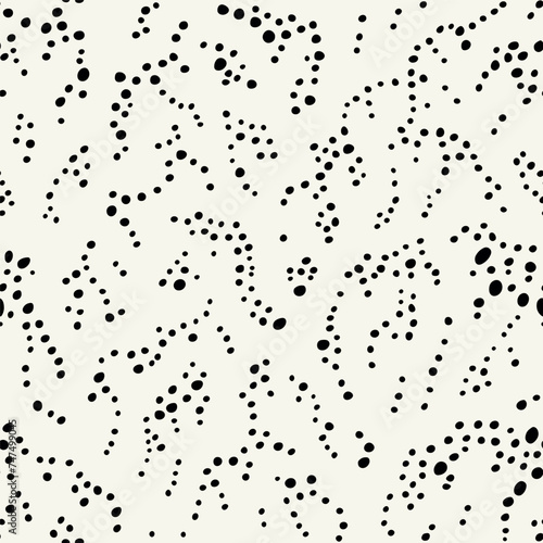Vector seamless pattern. Abstract stippled texture. Bold monochrome swatch. Creative background with rounded natural spots and dots. Decorative black and white stippled creative design.
