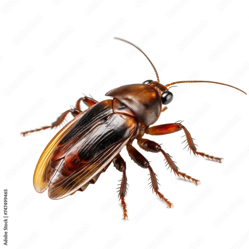 Highly Detailed Brown Cockroach on transparent Background, Pest Control Concept Highly Detailed Brown Cockroach on transparent Background, Pest Control Concept