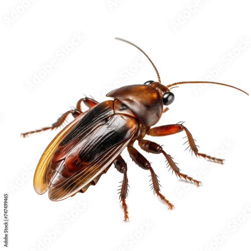 Highly Detailed Brown Cockroach on transparent Background, Pest Control Concept