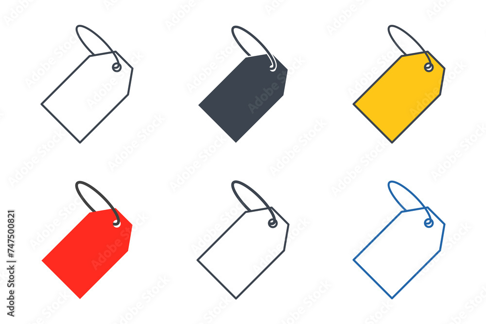 Price Tag icon collection with different styles. Price Tag icon symbol vector illustration isolated on white background - obrazy, fototapety, plakaty 