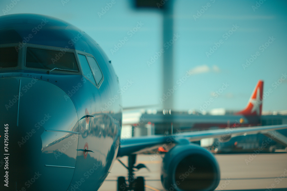 Airplane parking near modern airport terminal building. Airplane parking near modern airport terminal building.