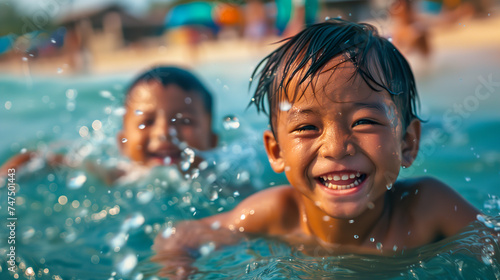 Kids  Water Fun at Tropical Beach Resort