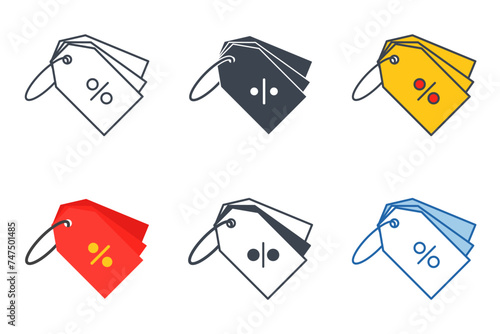 Discount Tag icon collection with different styles. Shopping coupon icon symbol vector illustration isolated on white background photo