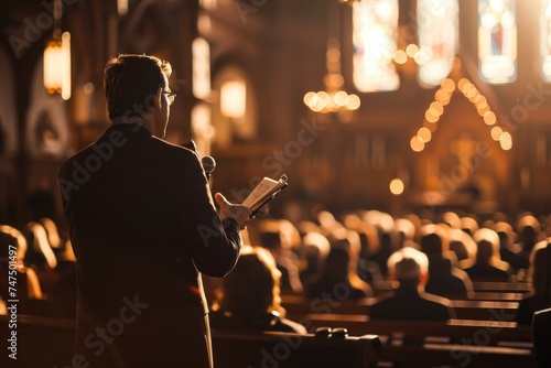 Spiritual Leadership: A Man Giving a Sermon © AIGen