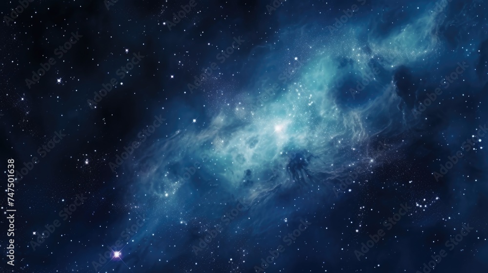 Fototapeta premium A stunning blue galaxy with twinkling stars, perfect for space-themed designs