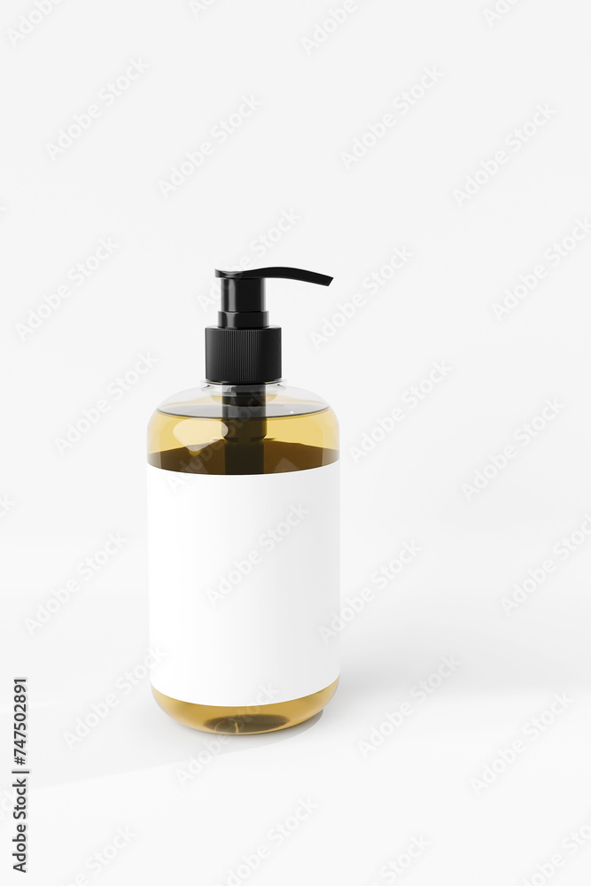 Pump bottle. Cosmetic lotion dispenser white plastic mockup. 3d render Pump bottle. Cosmetic lotion dispenser white plastic mockup. 3d render