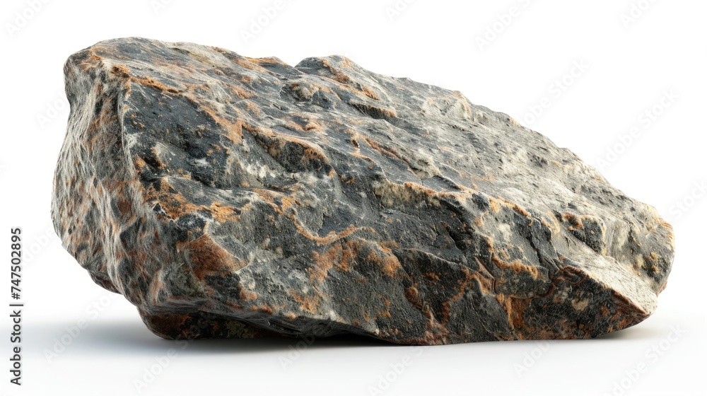 A large rock sitting on a white surface. Suitable for various design projects A large rock sitting on a white surface. Suitable for various design projects