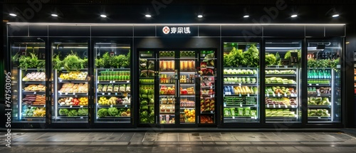 restaurant kitchen, refrigerated pantry of restaurant, interior of a supermarket photo