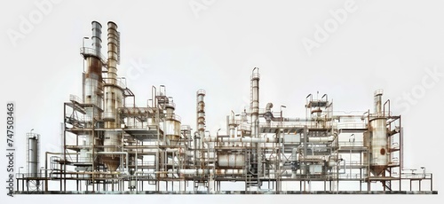 Wallpaper Mural chemical industry with pipes, white background, industrial structural steel architecture. industrial factory plant Torontodigital.ca