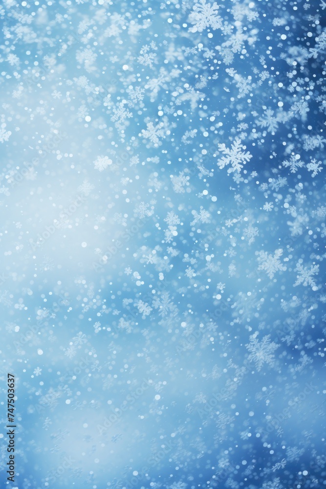 Snow flakes falling from a blue sky, perfect for winter themes
