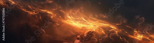fire wave psd, in the style of interstellar nebulae, photo-realistic landscapes, dark gold, spatial concept art