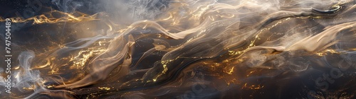  smoke waves with gold color and gold flames in the background, interstellar nebulae, photo-realistic landscapes