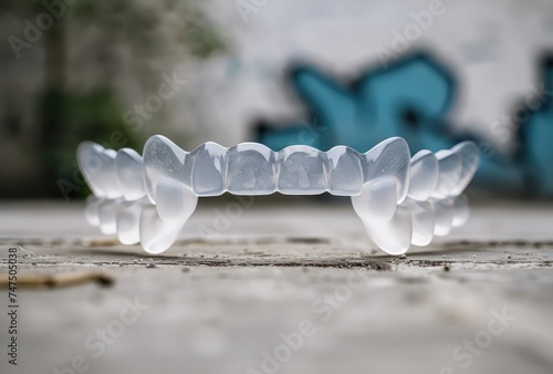 orthodontics for teeths, in the style of transparency and lightness, made of rubber photo