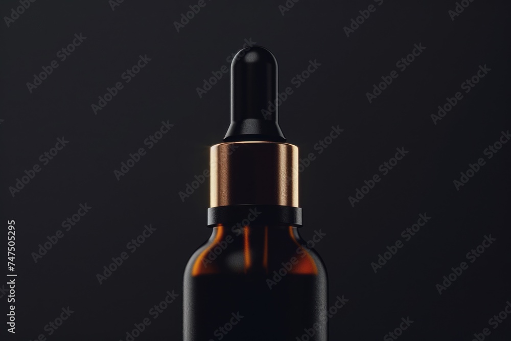 A black bottle with a shiny gold top, perfect for luxury and elegance concepts A black bottle with a shiny gold top, perfect for luxury and elegance concepts
