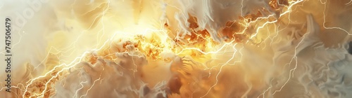 white background with lightning interstellar nebulae, dark amber and gold, panoramic scale, texture-rich canvas