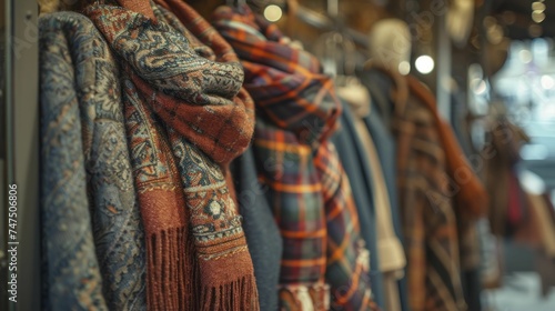 Indulge in upscale shopping for luxurious autumn coats and scarves at an elegant boutique ambiance.