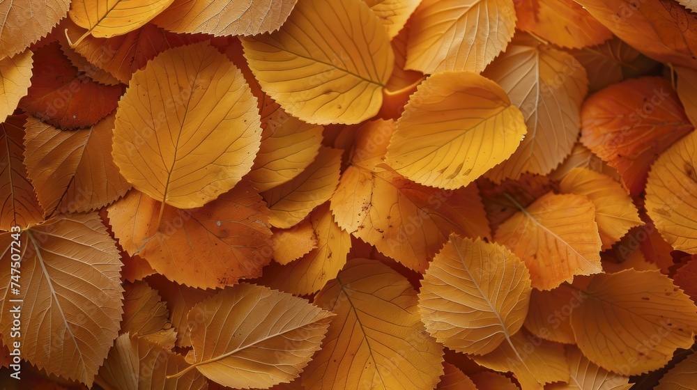 Capturing the macro beauty of golden yellow and orange leaves stacked, revealing autumn's delicate texture. Capturing the macro beauty of golden yellow and orange leaves stacked, revealing autumn's delicate texture.