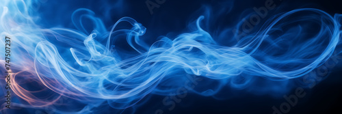 Close-up image showcasing the graceful movements of smoke tendrils against a background of vibrant, celestial blues.
