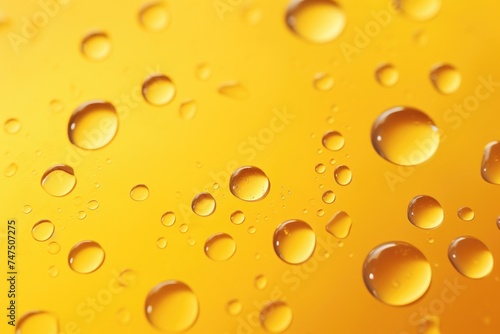 Close up of water droplets on yellow surface  suitable for various design projects