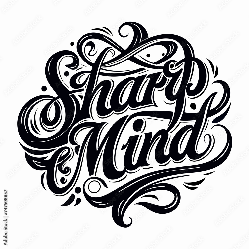 Sharp Mind Handwritten Calligraphy Logo Vector Design