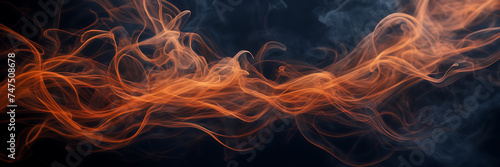 Close-up image revealing the intricate dance of smoke tendrils in hues of tangerine and mahogany against a canvas of midnight blue.