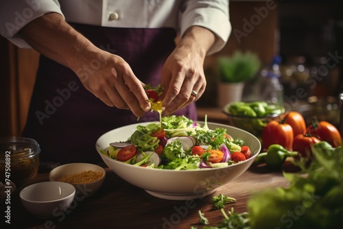 A person is seen putting a piece of food in a bowl. Ideal for food and nutrition concepts