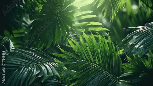 Sunlight filtering through tropical palm tree foliage  ideal for travel and nature concepts