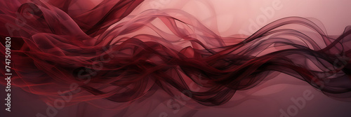 Abstract composition featuring intertwining ribbons of smoke in shades of ruby and garnet against a backdrop of twilight hues.