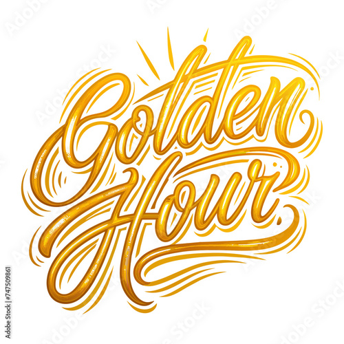 Golden Hour Handwritten Calligraphy Logo Design Set