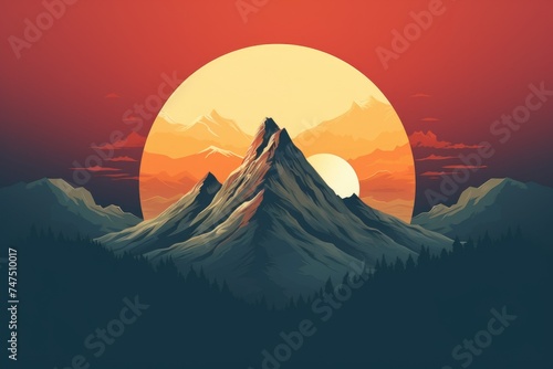 Majestic mountain with a beautiful sunset in the background. Perfect for nature and landscape themes