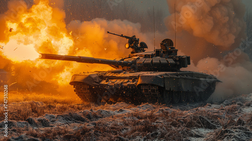 the tank simultaneously fires at the enemy and comes under fire itself