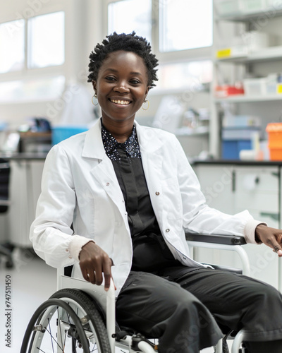 A person with a motor disability working in an inclusive workplace photo