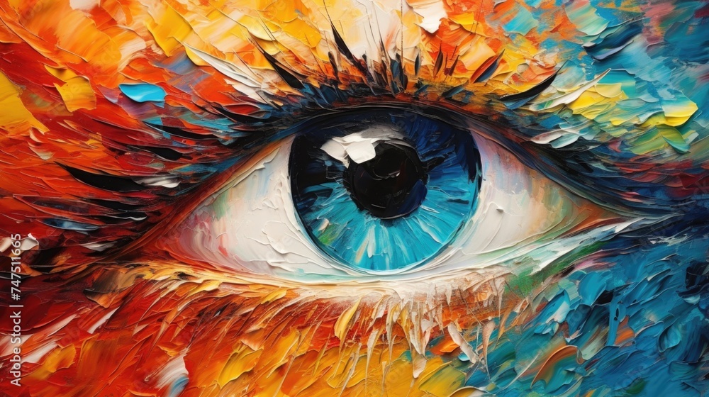 Detailed close up of a painting of an eye, suitable for artistic projects