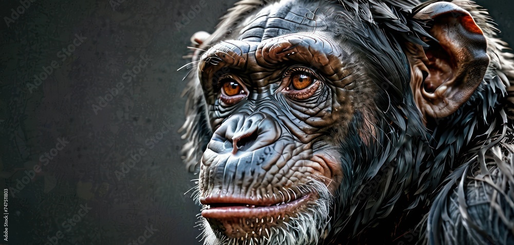 a close - up of a monkey's face with brown eyes and a wet look on it's face. a close - up of a monkey's face with brown eyes and a wet look on it's face.