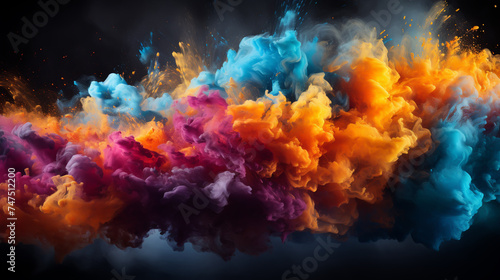 Colorful powder explosion effect on indian holiday