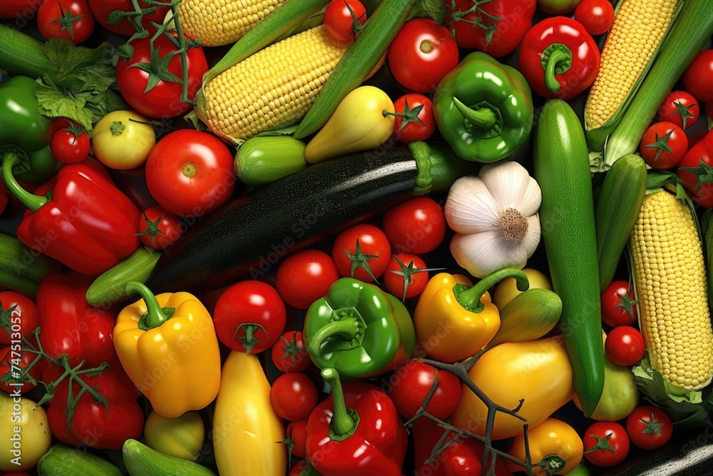 A pile of various fresh vegetables, perfect for food and cooking concepts.