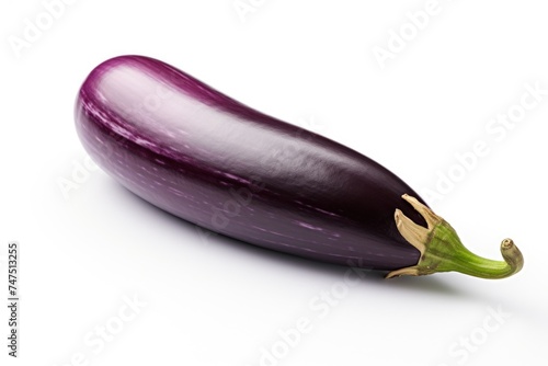 A single eggplant on a plain white background. Perfect for food blogs or cooking websites