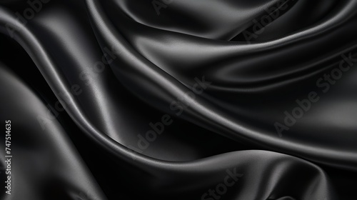 Luxurious black satin background close up