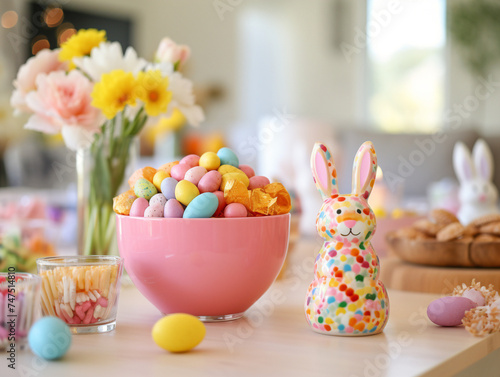 A festive Easter gathering with fun activities, music, and a joyful atmosphere for all ages.