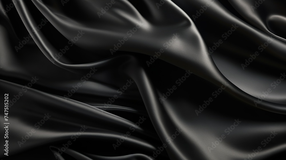 Fototapeta premium Luxurious black satin background close up