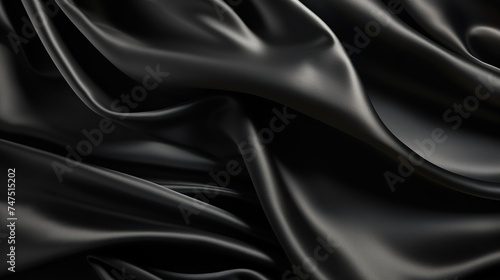 Luxurious black satin background close up