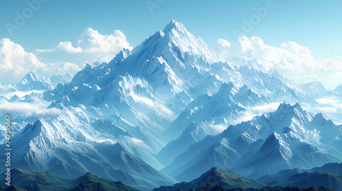 Majestic mountain peaks with snow-capped summits © Clipart Collectors