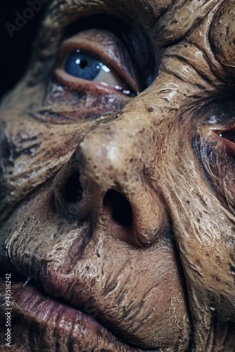 Close up of a person's face with wrinkles, suitable for skincare products promotion