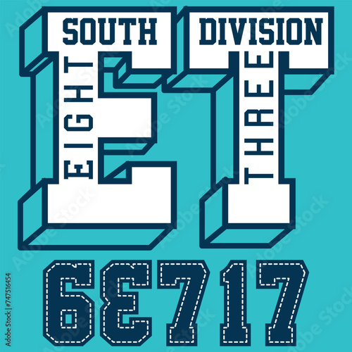 collection of collegiate or varsity style designs, with patches and numbers alluding to sports, cities, number of players, and student mascots, urban touches and modern and attractive colors.