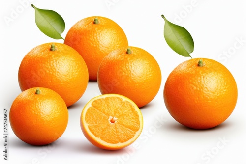 Fresh oranges, one halved. Suitable for food and healthy lifestyle concepts