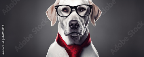 Cool Dog in glasses on dark background. © amazingfotommm
