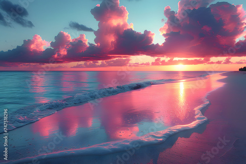 Beautiful sunset over the sea. Colorful sky at sunset