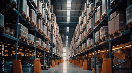 A large warehouse filled with boxes, suitable for industrial concepts