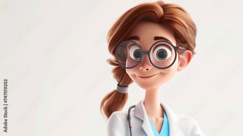 3d illustration of female doctor with glasses and stethoscope. Doctor avatar 3d illustration of female doctor with glasses and stethoscope. Doctor avatar
